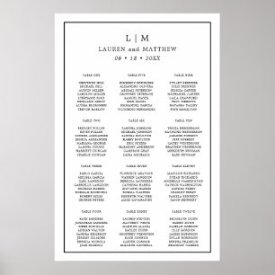 Poster Lauren Noir et Blanc Monogramme Mariage élégant