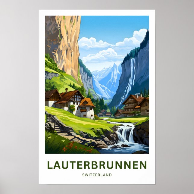 Poster Lauterbrunnen Suisse Travel Print (Devant)