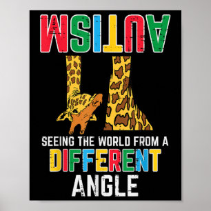 Poster L'autisme de la girafe à la vue d'un monde différe