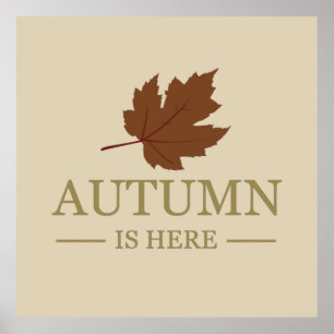 Poster L'automne est ici aquarelle feuille automne octobr