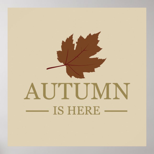 Poster L'automne est ici aquarelle feuille automne octobr (Devant)