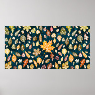 Poster L'automne laisse sans coutures motif arrière - pl