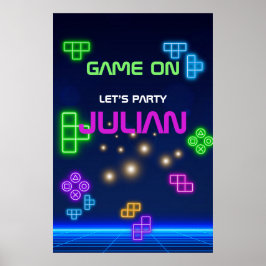 Poster Lavande, bleu vert et violet gamer 24" x 36" pos