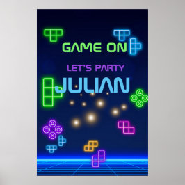 Poster Lavande, bleu vert et violet gamer 24" x 36" pos