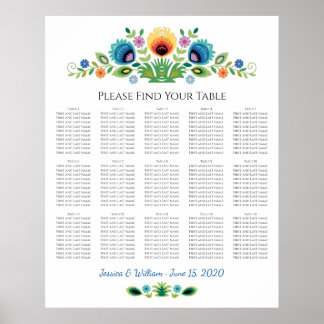 Poster Lavande et Jaune de fleurs folkloriques polonaises