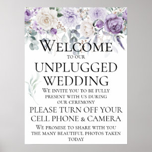Poster Lavande Purple Peonies Blanches Roses Mariage