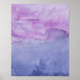 Poster Lavande violet Abstrait Duo aquarelle peinture