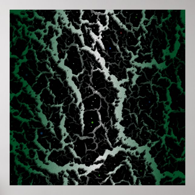 Poster Lave de l'espace craqué - blanc/forêt (Devant)