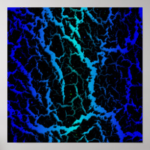 Poster Lave de l'espace fissuré - Bleu/Cyan