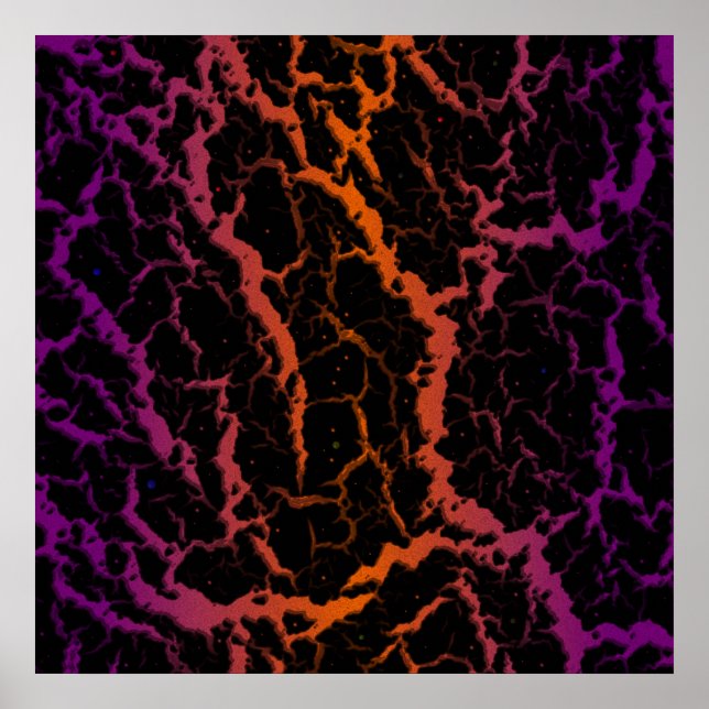 Poster Lave de l'espace fissuré - violet/orange (Devant)