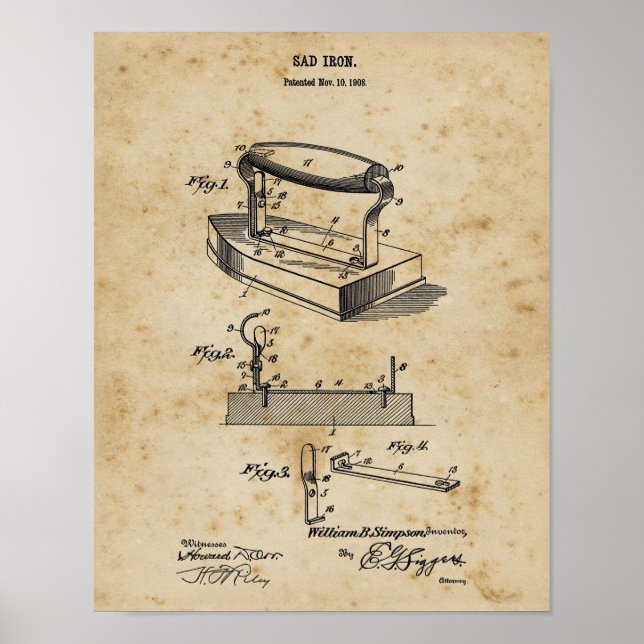 Poster Lave-linge Décor Vêtements Fer Blueprint Art (Devant)