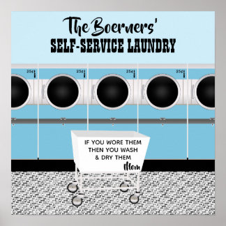 Poster Lave-Linge En Libre-Service Rétro Ils Font Le Trav