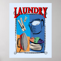 Lave-linge, fer à repasser, épingles, savon