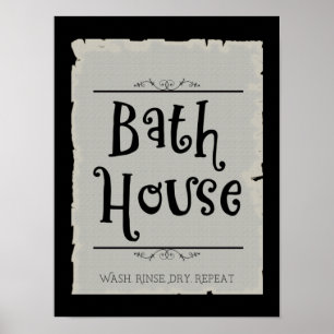 Poster Lave-linge Lavatoire Salle de bain Rinse Sec Répét