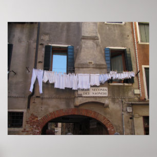 Poster Lave-linge séché à Venise, Italie