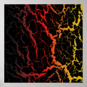 Poster Lave spatiale craquelée - Noir/Rouge/Or