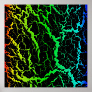 Poster Lave spatiale fissurée - Arc-en-ciel RYGCB