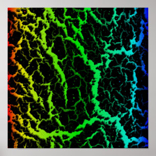 Poster Lave spatiale fissurée - Arc-en-ciel RYGCB