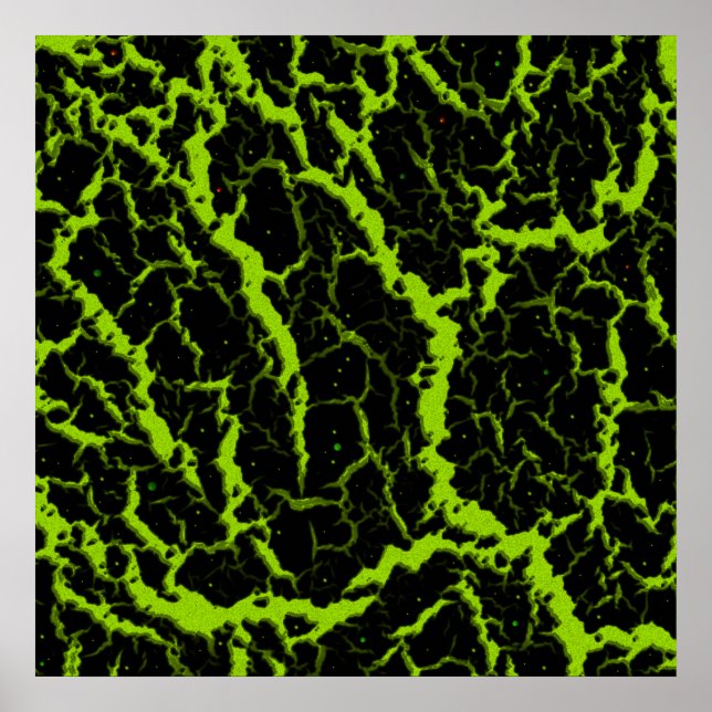 Poster Lave spatiale fissurée - Lime (Devant)