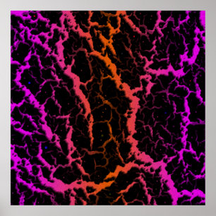 Poster Lave spatiale fissurée - Rose/Orange