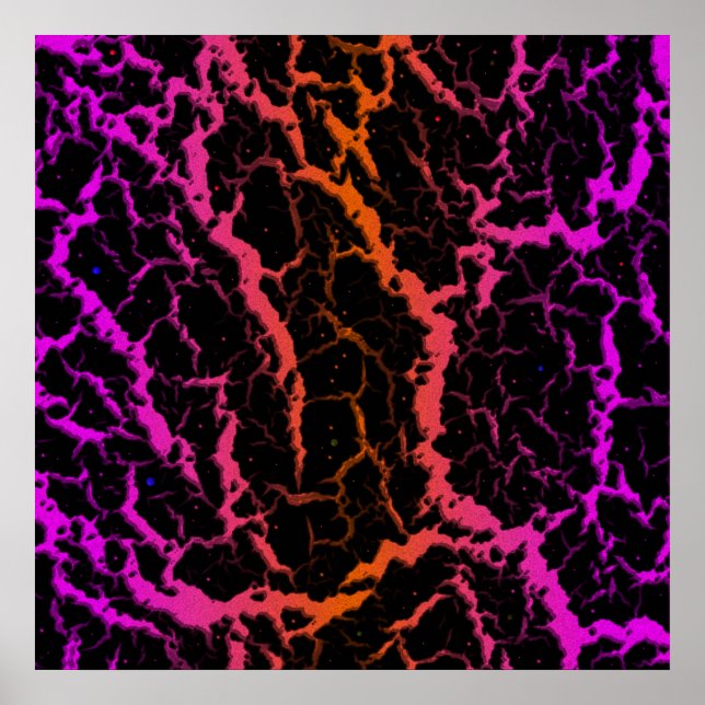 Poster Lave spatiale fissurée - Rose/Orange (Devant)