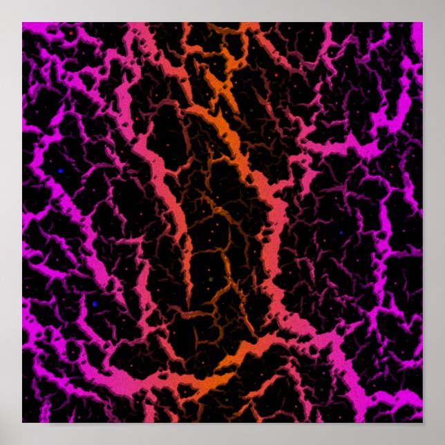 Poster Lave spatiale fissurée - Rose/Orange (Devant)