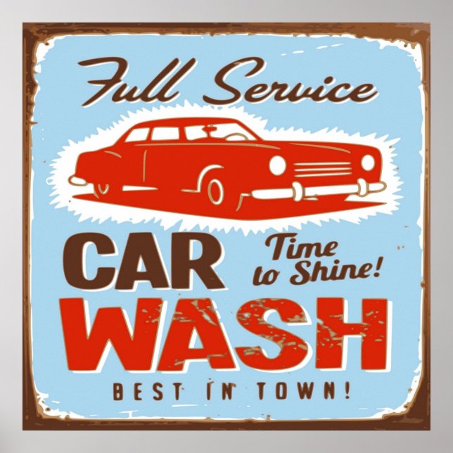 POSTER LAVE-VOITURE EN SERVICE COMPLET (Devant)