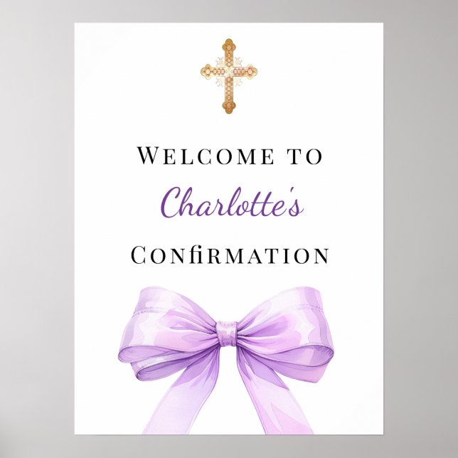 Poster Lavender bow Confirmation welcome (Devant)