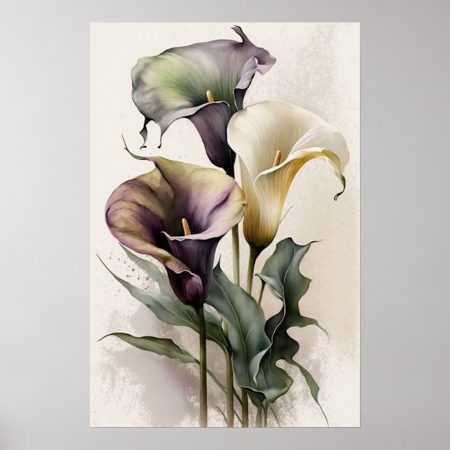 Poster Lavender Calla Lilies Lily Flower Art Imprimer Pos (Devant)