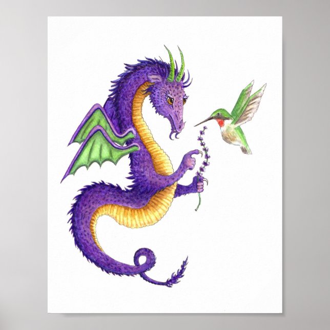 Poster Lavender Dragon & Hummingbird - imprimer (Devant)
