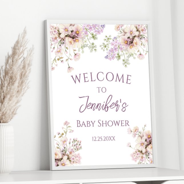 Poster Lavender Floral Spring Baby Girl Douche Bienvenue (Créateur téléchargé)