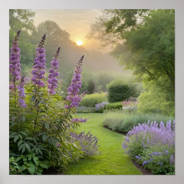 Poster Lavender Garden at Sunrise – Peaceful Floral Lands (Devant)