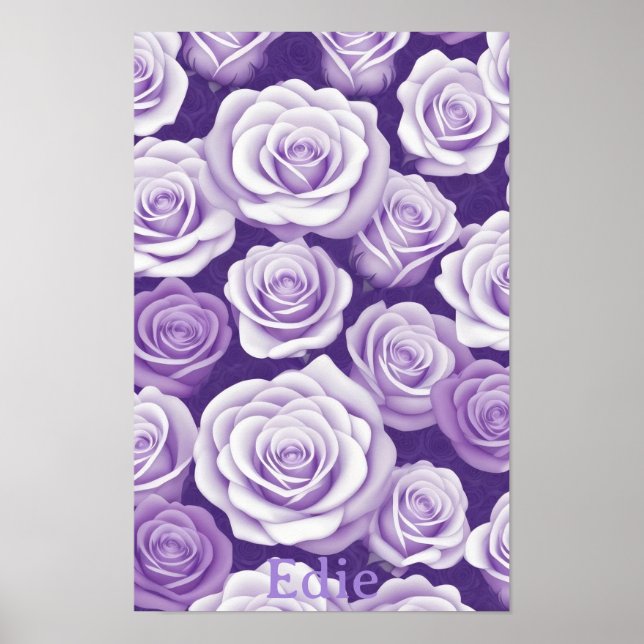 Poster Lavender Roses violet Rose Arrière - plan (Devant)