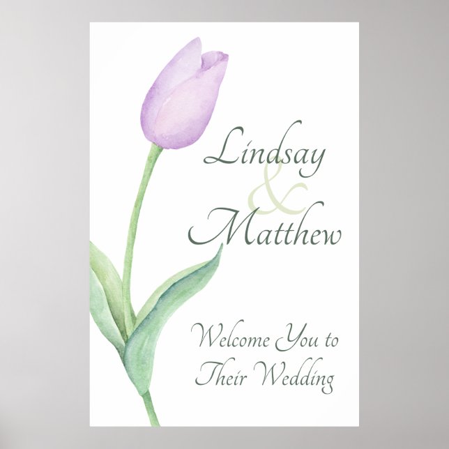 Poster Lavender Tulip Solo moderne violet Mariage Bienven (Devant)