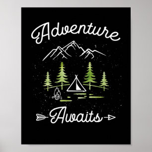 Poster L'aventure Attend Camping Randonnée Voyage Extérie