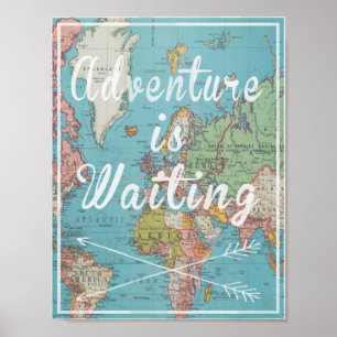 Poster L'aventure est en attente sur la carte du monde vi