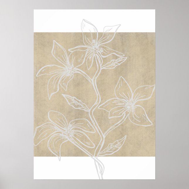 Poster Laver à la chaux florale neutre moderne (Devant)