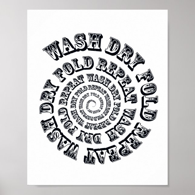 Poster Laver Plier sec Répéter le panneau de la salle de  (Devant)