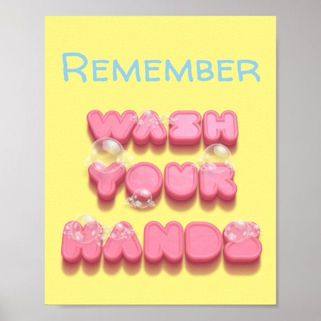 Poster Lavez vos mains rappel de sécurité hygiène (Devant)