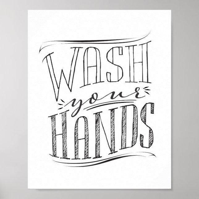Poster Lavez Vos Mains Salle De Bain Wall Art (Devant)