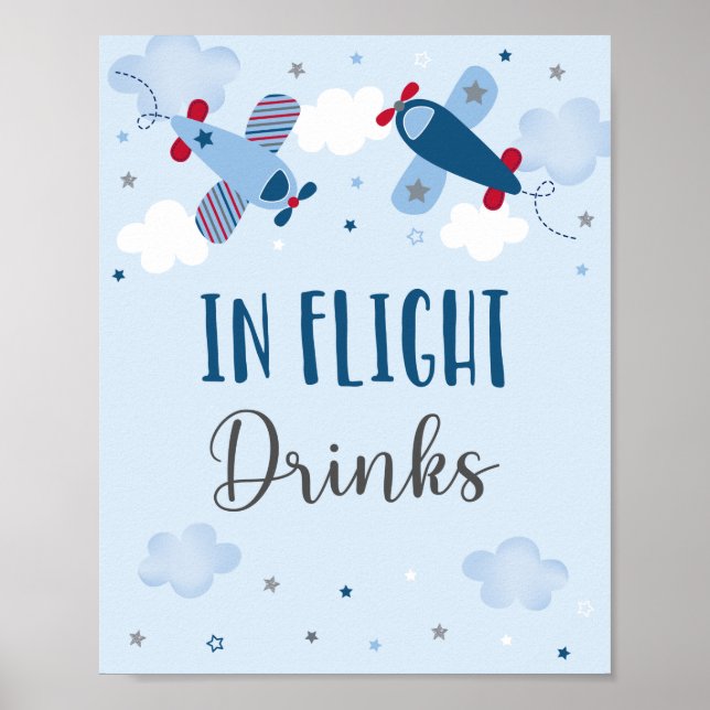 Poster L'Avion Éclate Des Nuages Dans Les Boissons De Vol (Devant)