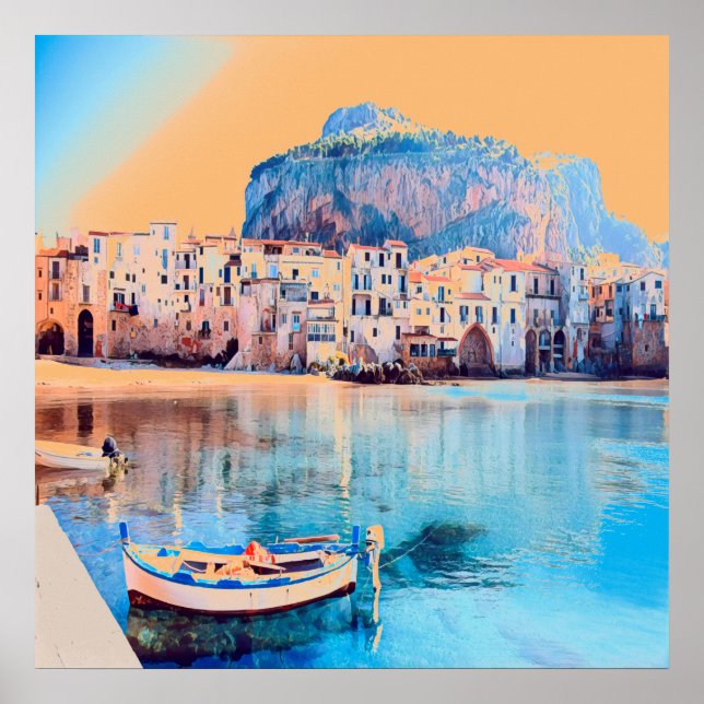 Poster ldp CEFALÙ - Sicile - plage - panorama (Devant)