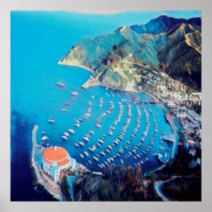 Poster ldp PÈRE NOËL CATALINA Island - Californie - port