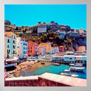 Poster ldp SORRENTO - panorama - plage -
