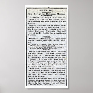 Poster Le 1er preakness - New York Times 28 mai 1873