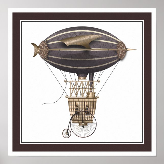 Poster Le Airship Penny Farthing Imaginaire (Devant)