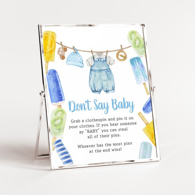 Poster Le Baby shower de Popsicle ne dit pas Baby (Popsicle Baby Shower Don't Say Baby Sign)
