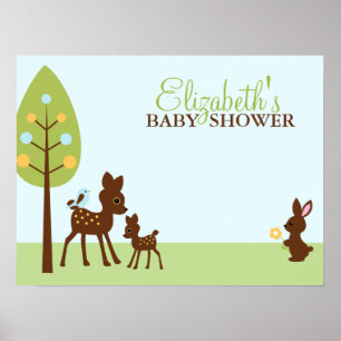 Poster Le Baby shower des animaux des bois