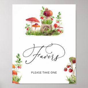 Poster Le Baby shower Forêt De Champignons Sauvages Privi