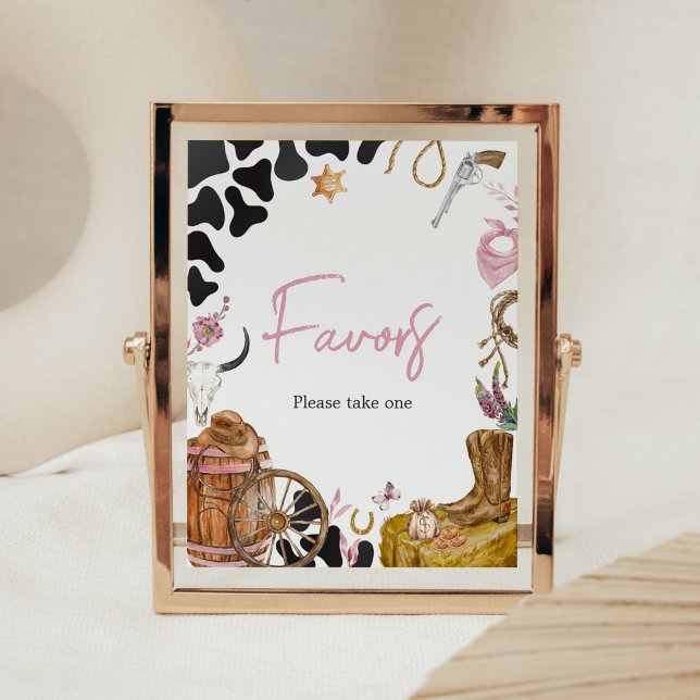 Poster Le Baby shower Western Cowgirl est favori (Country Cowgirl Rodeo Baby Shower Favors Sign)
